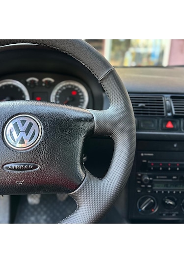 Volkswagen Golf 4 Araca Özel Direksiyon Kılıfı Nokta Düz Siyah D