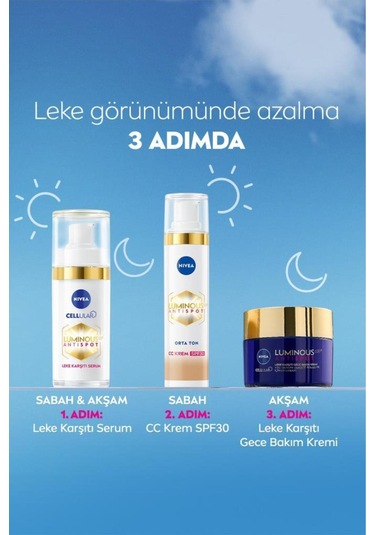 Luminous630 Koyu Leke Karşıtı Cc Yüz Kremi 40ml, Spf30 Güneş Koruyucu, Hyaluronik Asit, Orta Ton Krem