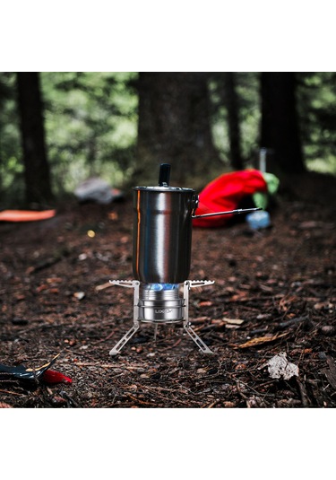 Yifomall Mini Kamp Çadır Ocağı - 100ml Alüminyum Alkol Yakıcı + Paslanmaz Çelik Katlanabilir Ayak, Taşınabilir Outdoor Hazırlık Gereci Gümüş