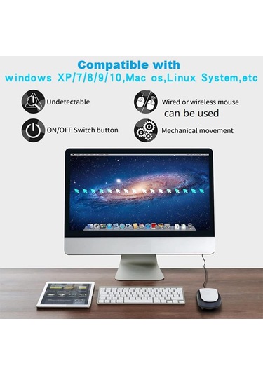 Springsun Mouse Mover Otomatik Hareketli Bilgisayar Uyku Engeli Ekran Kilidi Engelleme Espor Araçlığı Siyah