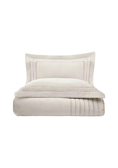 Ecocotton Feza Çift Kişilik Yatak Örtüsü Takımı %50 Pamuk %50 Polyester Krem 240x260 Cm - Krem