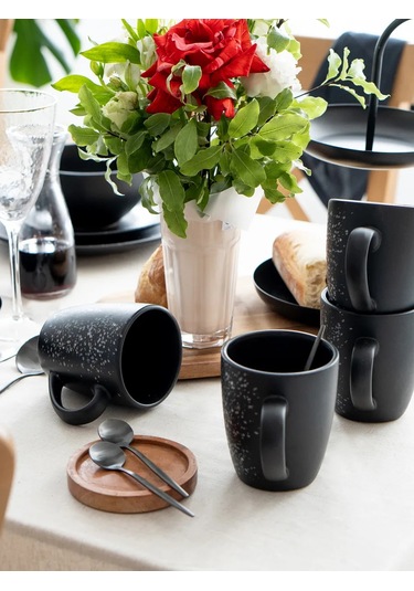 Korall Çay Bardağı Seti 2 Parça Seramik Eşleştirilmiş 360ml Nero 236178702 Siyah