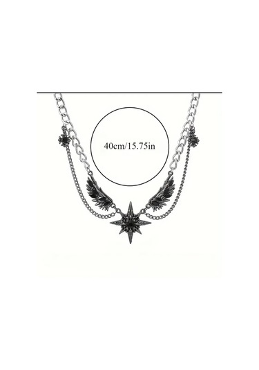 Dükkan Design Çelik Çoklu Yıldız Gotik Kolye Siyah