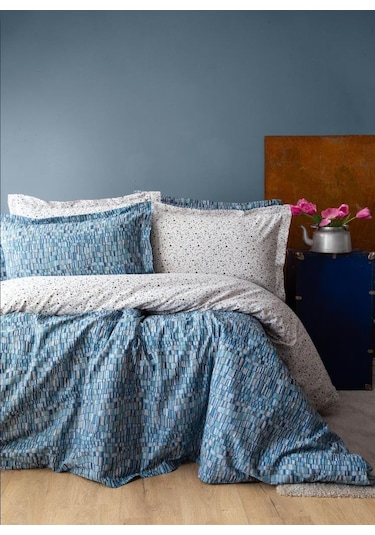 Apricitas Leros Indıgo Nevresim Takımı Tek Kişilik Mavi