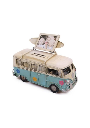 Dekoratif Metal Minibüs Çerçeveli Ve Kumbaralı Hediyelik Karışık Renk