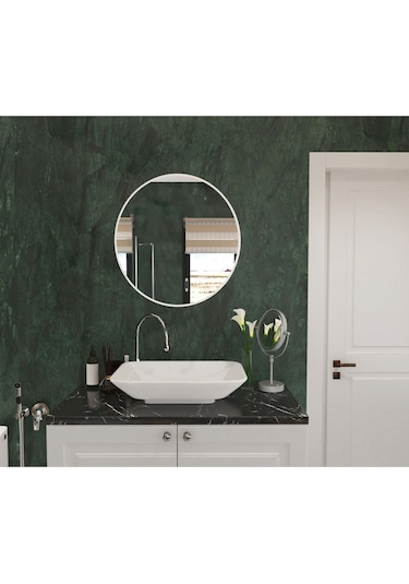 Makbulce Oval Aynalı Banyo Dolabı Beyaz