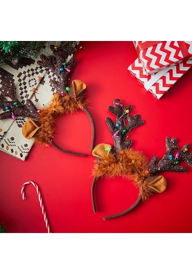 Işıklı Noel Baba Kafa Bandı - Yetişkinler Ve Çocuklar İçin Sevimli Ren Geyiği Kafa Bandı - Noel Partisi Hediyeleri - Noel Aksesuarları