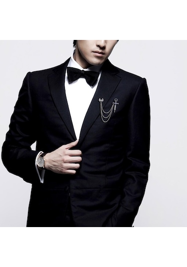 Suntek Antik Altın Kristal Çapraz Broş Zincir Erkek Düğün