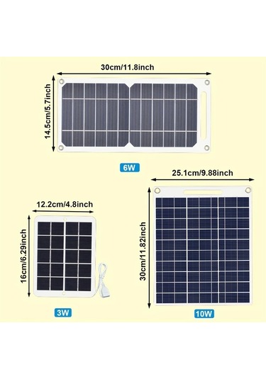 Xuweiwei 1 Takım Güneş Enerjili Şarj Paneli 14.48x29.97 Cm Taşınabilir Usb Şarj Cihazı Kampçılık Karavan Telefon Power Bank Fan El Feneri Ip44