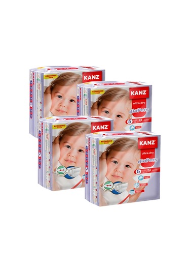 Kanz Ultra-Dry Diapers Bebek Bezi 5 Numara Junior Ekonomik Paket 4 x 24 Adet 4'lü