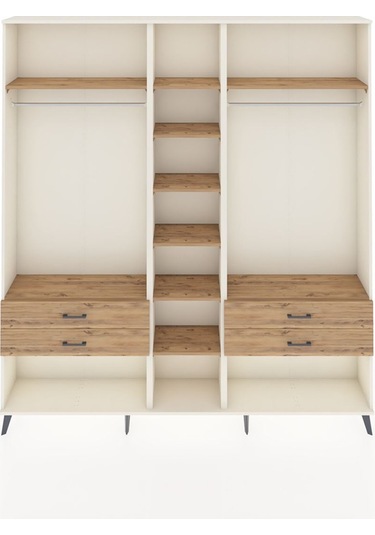 Arges Dolap 10 Raflı 4 Çekmeceli 2 Askılı 220x30x243 Aytaşı-çam/çam Atlas Çam/atlas Çam