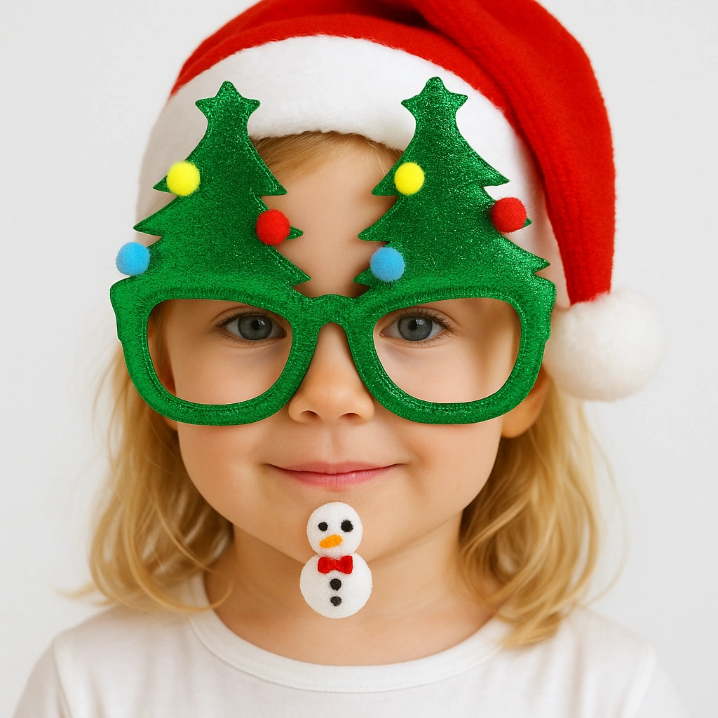 Yılbaşına Özel Lüks Gözlük Kadife Ağaçlı Model Çam Ağacı Yumuşak Hafif Yılbaşı Gözlügü