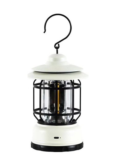 Vkemall Klasik Stil Kamp Feneri, 360 Aydınlatma, Düğme İle Parlaklık Ayarlı, Ipx4 Su Geçirmez, 1200mah Batarya, Askı Ve El Tutucu, Beyaz Şarjlı