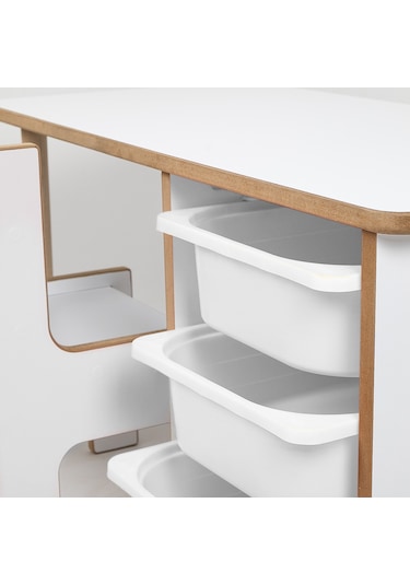 Industrial Living 3 Çekmeceli Çocuk Etkinlik Masası - Beyaz Mdf - Beyaz