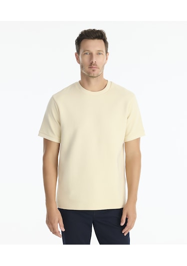 Yargıcı Regular Bisiklet Yaka Kısa Kol T-shirt 25kets9003x 017 Bej