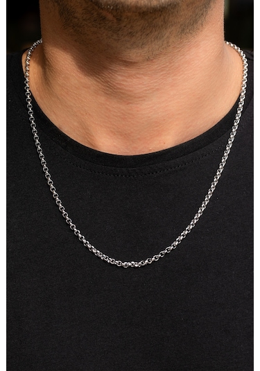 Cenova Kuyumculuk 14 Ayar Altın Beyaz Rolo Erkek Zincir Kolye