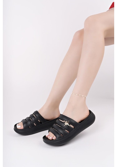 Modafrato Astral Kadın Terlik Plaj Deniz Havuz Terliği Siyah