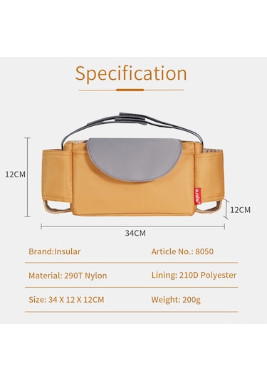 Geekyou Siyah Bebek Arabası Çantası, Su Geçirmez Nilon Materyal, Çok Bölmeli Sıralayıcı, Biberon Su İçin Torba, Bebek Arabası Askısı, Toz Ve Kir Direnci Siyah