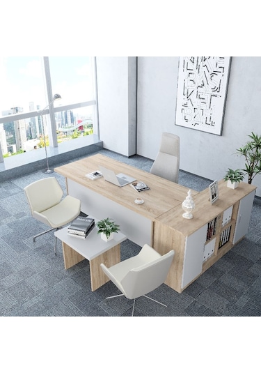 Cruz 3'lü Ofis Takımı  Model 8 Meşe Beyaz