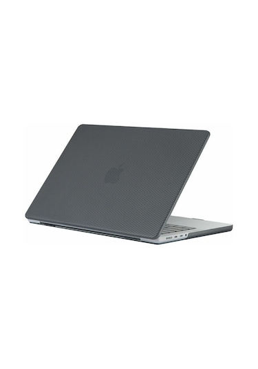 Arabulalaca Macbook Pro 14 2021 A2442 Koruma Karbon Desenli Kılıf Siyah