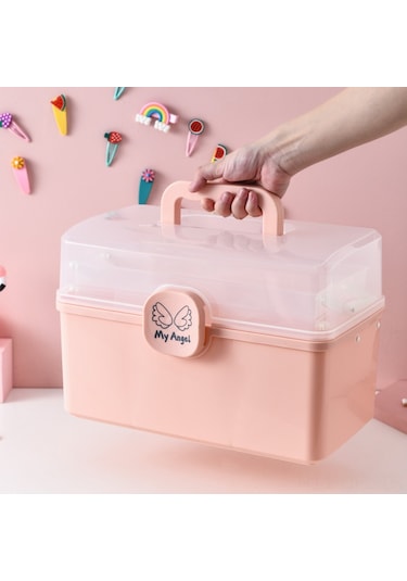 Dofolink Ev İçi İlaç Saklama Kutusu, Çocuklu Aileler İçin Büyük Kapasiteli Taşınabilir Tıbbi Kutusu, Beyaz, 15.5x15.5x16cm Beyaz