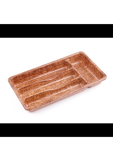 Ahşap Renk - 4 Bölmeli Çekmece İçi Kaşıklık 36x20cm 5365 Çok Renkli