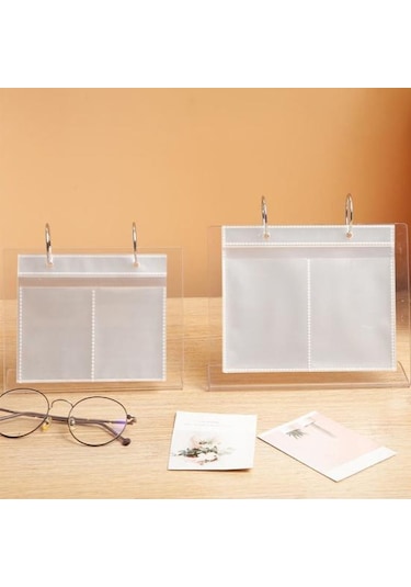 3-6 İnç Masaüstü Küçük Fotoğraf Albümü Akrilik Flip-up Mini Fotoğraf Kitabı Fotoğraf Vitrin Rafı 34/68 Cepler Masa Üstü Resim Ekran Standı S