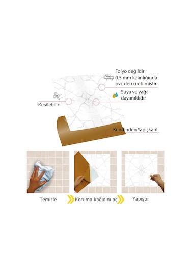 Tink Kendinden Yapışkanlı Mermer 010 Desenli Pvc Karo 30x30 Cm