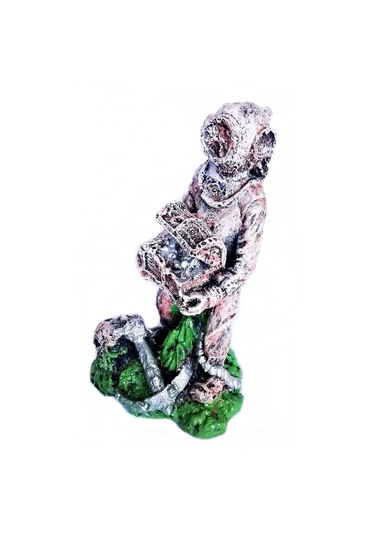 Balıkpet Gümüş Hazine Bulan Dalgıç Akvaryum Dekoru 13 CM