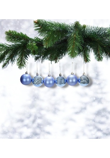 Yılbaşı Süsü 6'lı Top Buz Mavisi 4 Cm