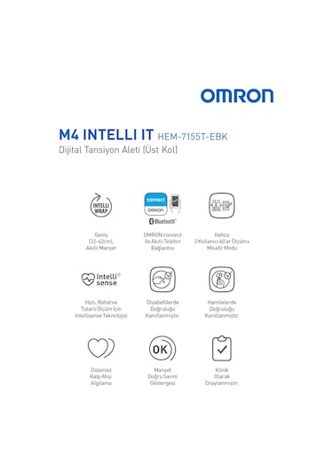 Omron M4 Intelli IT HEM-7155T-EBK Koldan Dijital Tansiyon Aleti