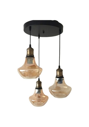 Mylights Vintage Rustik Bal Camlıı Üçlü Avize