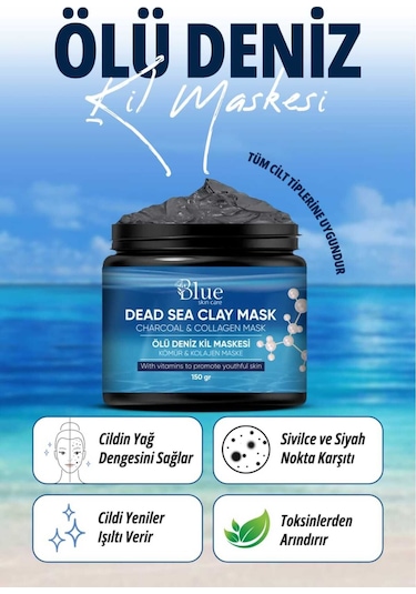 Blue Skin Care Yaşlanma Karşıtı Leke Ve Siyah Nokta Giderici. Beyazlatıcı Parlatıcı Etki Kil Maskesi