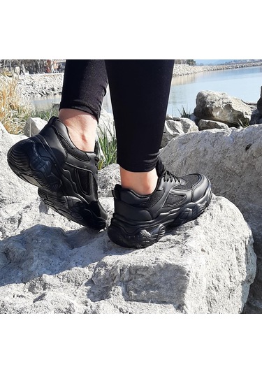 Dunlop 2323 Siyah Renk Fuspetli Kalın Taban Spor Ayakkabı AYKSAYAK-000502