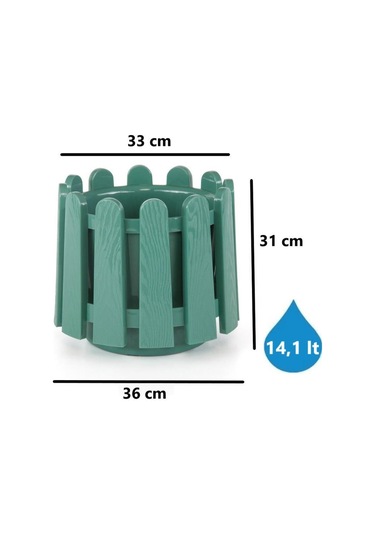 Omnipazar So-is04 İstanbul Dekoratif Yuvarlak Saksı 14,1 Lt Yeşil 6 Adet