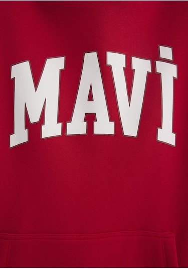 Mavi - Mavi Logo Baskılı Kapüşonlu Kadın Sweatshirt 1600361-86417 Kırmızı