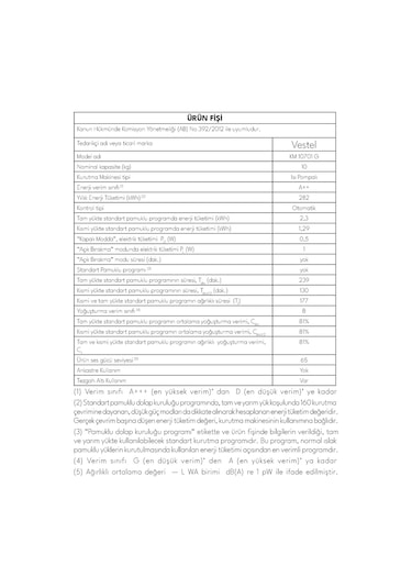Vestel KM 10701 G 10 KG Isı Pompalı Çamaşır Kurutma Makinesi