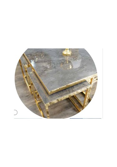 Mim Antrasit - Gold Kare 4+1 Pizza Orta Sehpa Antrasit