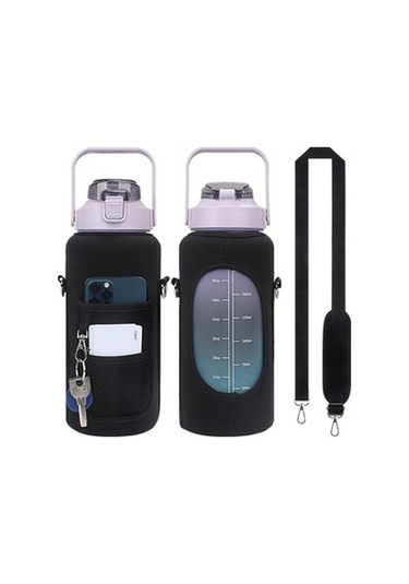 Zcjb 2l Dalış Malzemesi Askılı Su Şişesi Kapağı Kılıfı Siyah Metal Toka Siyah