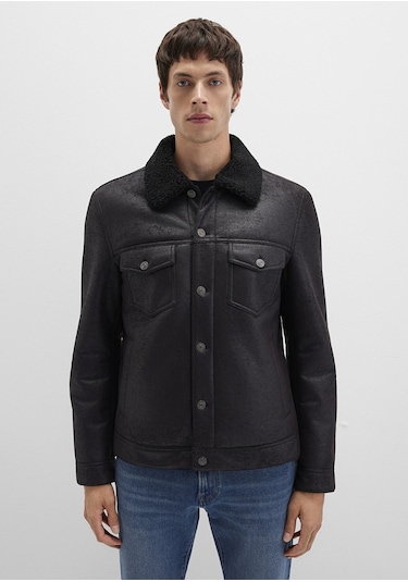 Mavi - Siyah Suni Deri Ceket 0110460-71379 Siyah