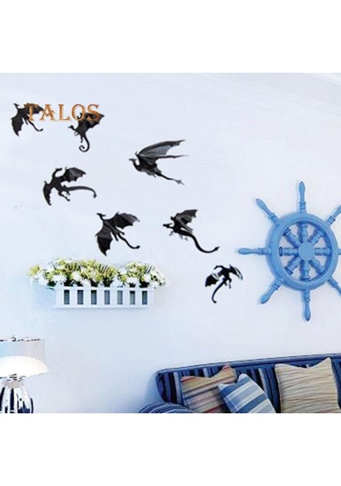 7 Adet/takım Cadılar Bayramı Uçan Ejderha Gotik Dıy Fantezi Duvar Sanatı Çıkartmaları Dekorasyon Komik Diğer