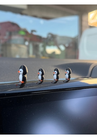 4 Parça Sevimli Penguen Ailesi Dikiz Aynası Süsü - Ayna Süsü Araba Süsü Torpido Süsü Oto Aksesuar