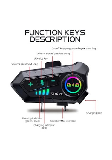 Vothoon Y10 2x Motosiklet Kask Intercom Siyah