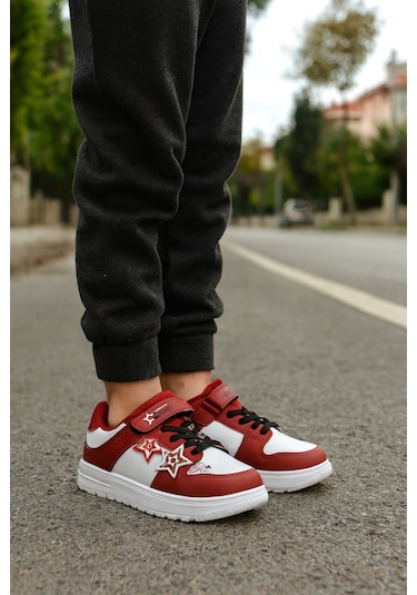Kız Çocuk Yıldız Detaylı Sneaker Ayakkabı Bordo