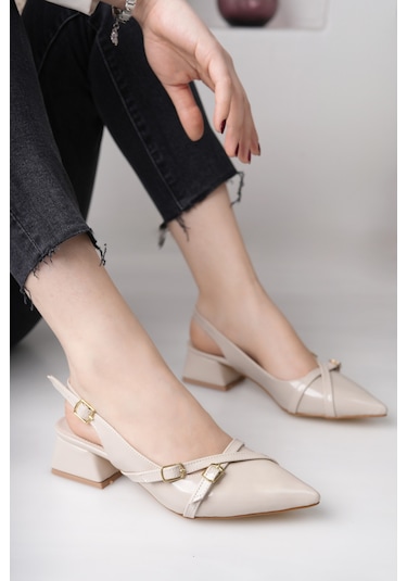 Luis A Costa 3 Tokalı Bej 4 Cm Topuklu Ayakkabı Siyah