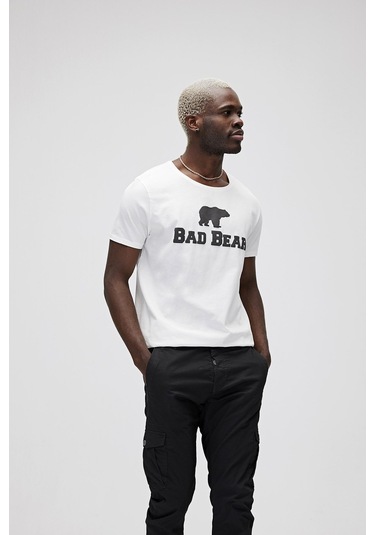 Bad Bear Erkek Logo Baskılı T-Shirt 19.01.07.002 Beyaz
