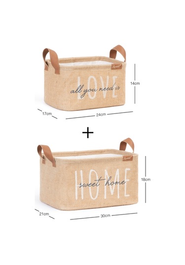 Ocean Home Textile 2'li Astarlı Jüt Sepet Set