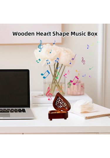Müzik Kutusu Ahşap Kalp Şeklinde Müzik Kutusu Yaratıcı Süslemeler Tatil Hediyeleri Erkekler Kadınlar Arkadaşlar Ahşap Oyma Mekanizma Müzik Kutusu