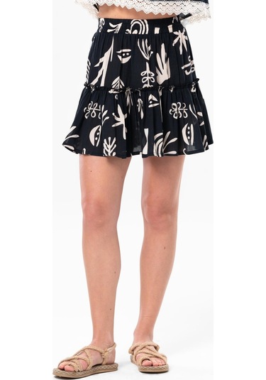 Akyaka Şile Bezi Fırfırlı Kısa Yazlık Otantik Etek Siyah Syh-siyah Siyah