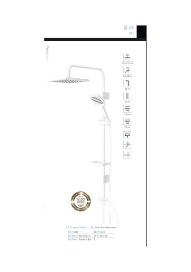 İsaoğlu Yapı Duş Sistemi Beyaz Duş Seti Batarya Dahil Komple Set Tepe Yağmurlama Duş Sistemi Beyaz